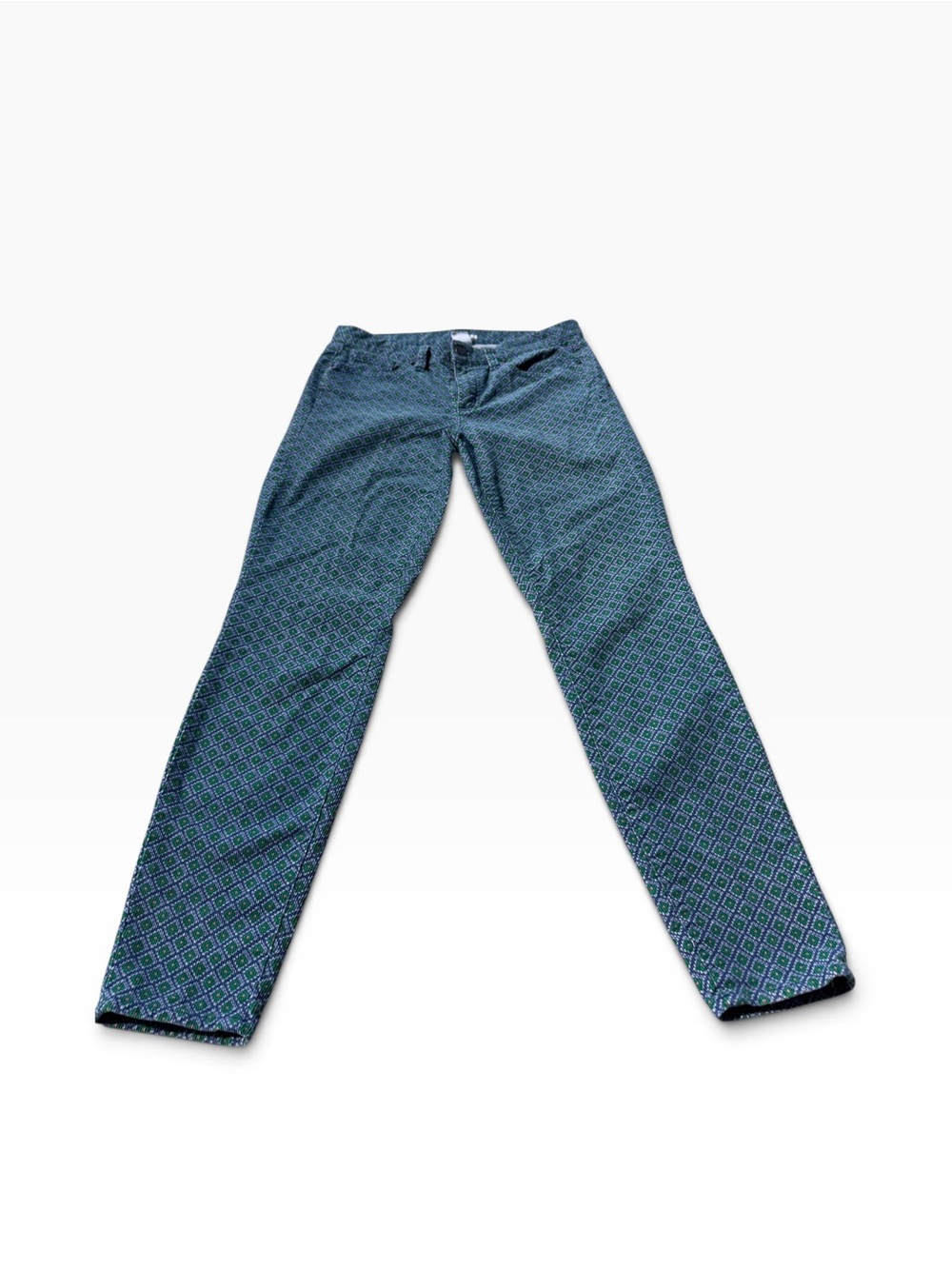 Vintage J.Crew Toothpick Patterned Corduroy Pants Size 28 Green Pink Blue